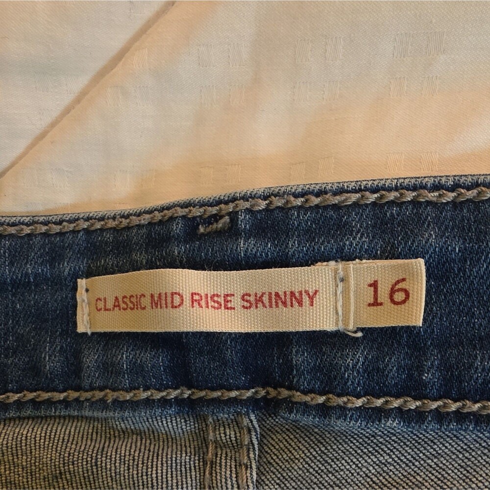 Levi's Womens Skinny Jeans - Blue Solid Medium Wash Mid Rise 5-Pocket Button - Picture 11 of 11